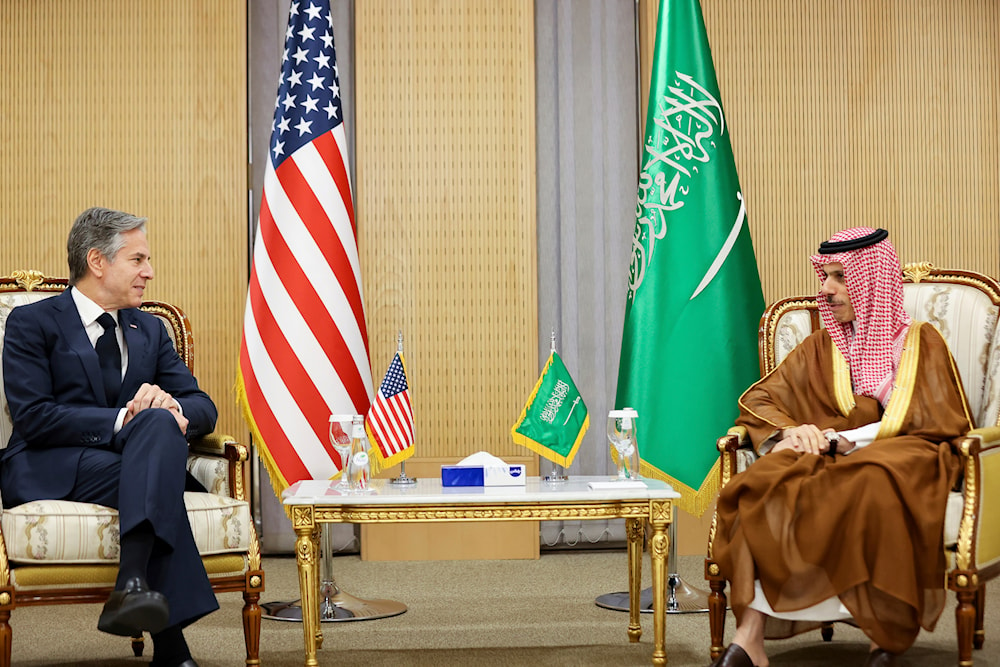 U.S. Secretary of State Antony Blinken meets with Saudi Arabia's Foreign Minister Prince Faisal bin Farhan, in Riyadh, Saudi Arabia, Wednesday, June 7, 2023(AP)