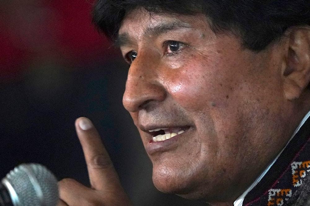 Evo Morales, former president of Bolivia, speaks during a press conference on the sidelines of a Labor Party seminar, in Mexico City, Oct. 22 2021 (AP)