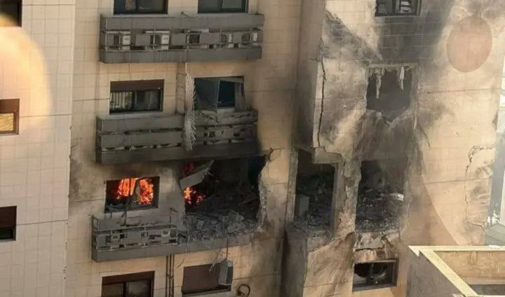 The residential apartment targeted by Israeli airstrikes in Syria (Social Media)