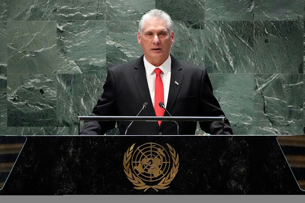Cuba's President Miguel Díaz-Canel addresses the United Nations Sustainable Development Forum, Monday, Sept. 18, 2023. (AP)