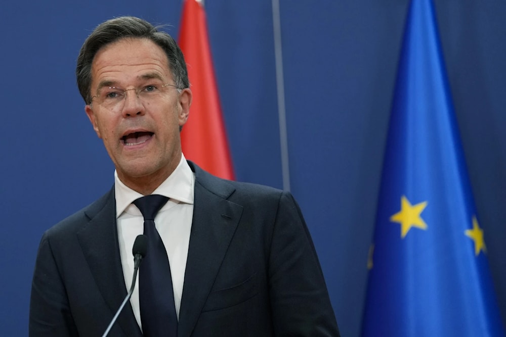 Dutch Prime Minister Mark Rutte speaks during  a press conference at the Serbia Palace, in Belgrade, Serbia, on July 3.2023. (AP)