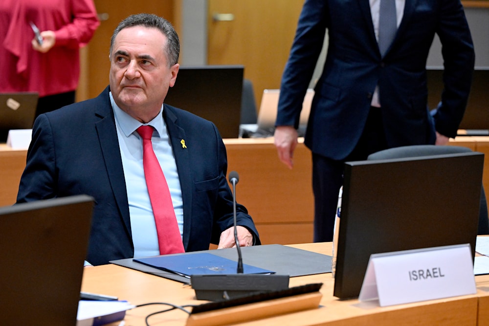 Israel's Foreign Minister Israel Katz waits for the start of a meeting of EU foreign ministers at the European Council building in Brussels, Monday, Jan. 22, 2024. (AP)