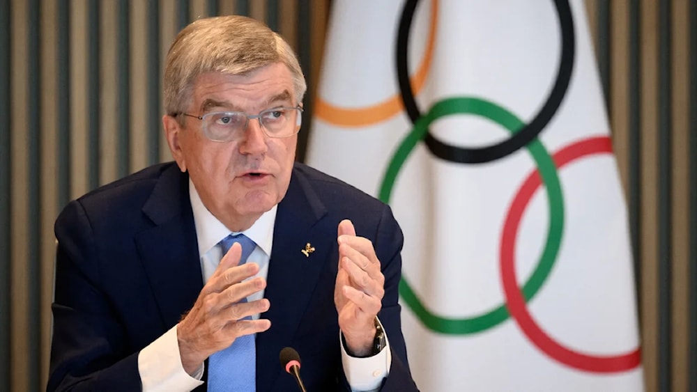 IOC president Thomas Bach speaks during an IOC executive board meeting on March 27, 2023. (AFP/Getty Images)