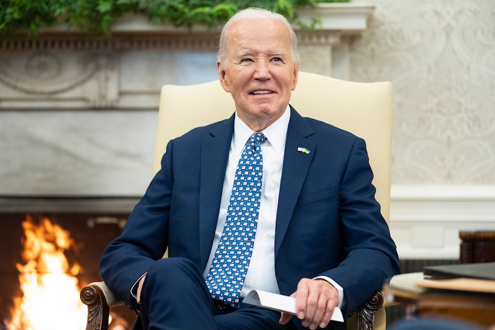 President Joe Biden speaks during a meeting with Congressional leaders in the Oval Office of the White House, on February 27, 2024, in Washington. (AP)
