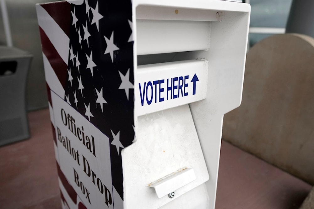 An official ballot drop box is seen at the Warren City Hall, Tuesday, Feb. 27, 2024, in Warren, Mich. (AP Photo/Carlos Osorio)