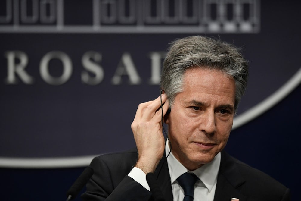 U.S. Secretary of State Antony Blinken attends a press conference at the government house in Buenos Aires, Argentina, Friday, Feb. 23, 2024.