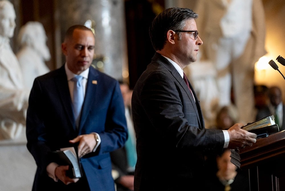 House Speaker Mike Johnson of La., speaks during the National Prayer Breakfast, Thursday, Feb. 1, 2024, at the Capitol in Washington. (AP)