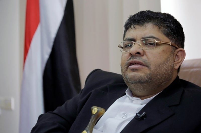 Mohammed Ali al-Houthi, a member of Yemen's Supreme Political Council, speaks to a reporter during an interview with AP in Sanaa, Yemen, on Tuesday March 19, 2019. (AP)