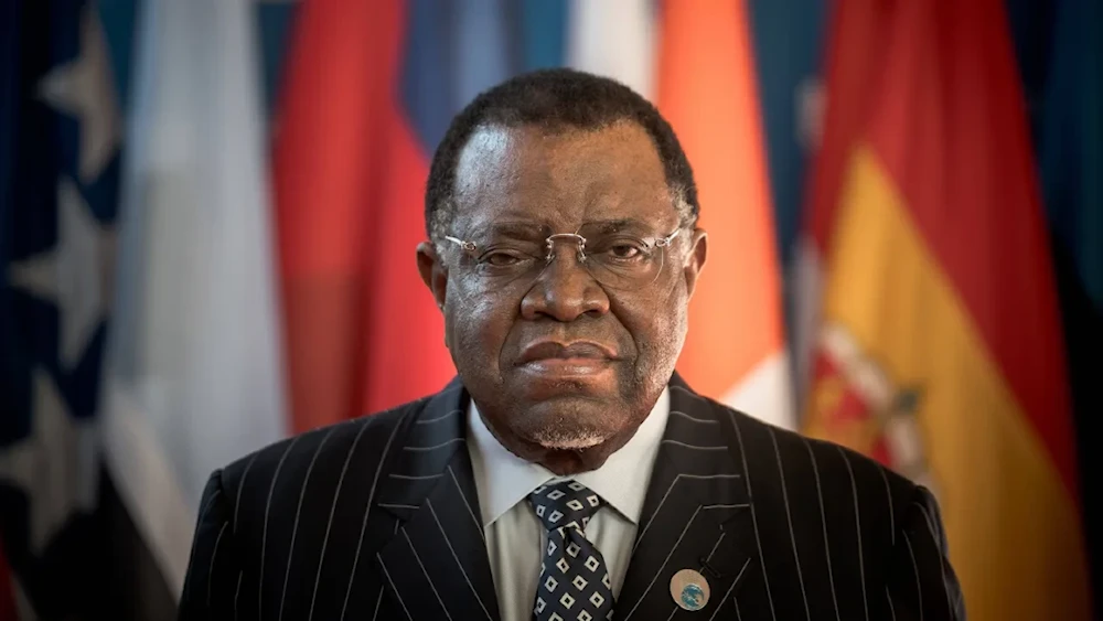 Namibia's President Hage Geingob at the 75th anniversary celebrations of the United Nations Educational, Scientific and Cultural Organization (UNESCO) at its headquarters in Paris on November 12, 2021. (AP)