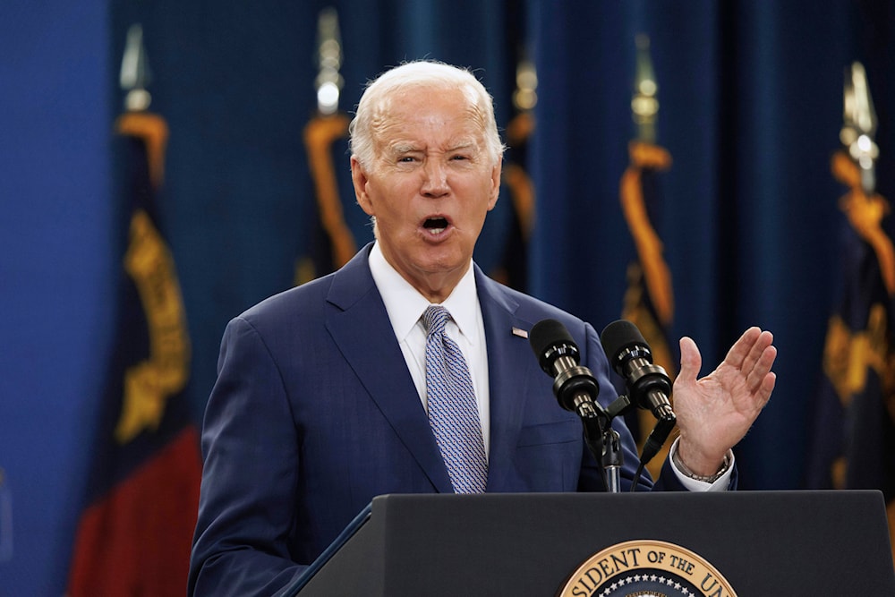 President Joe Biden speaks at an event in Raleigh, North Carolina, January 18, 2024 (AP)