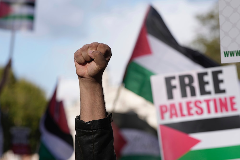 Protesters participate in a pro-Palestinian demonstration in London, Saturday, Oct. 14, 2023.(AP)