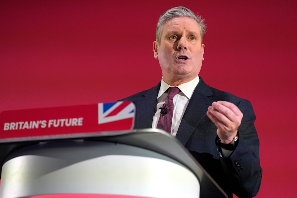 Keir Starmer, Leader of Britain's opposition Labour Party delivers a speech at a business conference in London, Feb. 1, 2024 (AP)