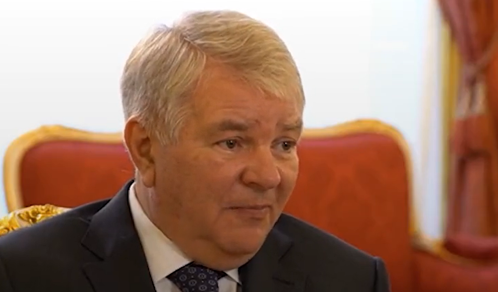 Russian Ambassador in Paris Alexey Meshkov in an interview (Screengrab)