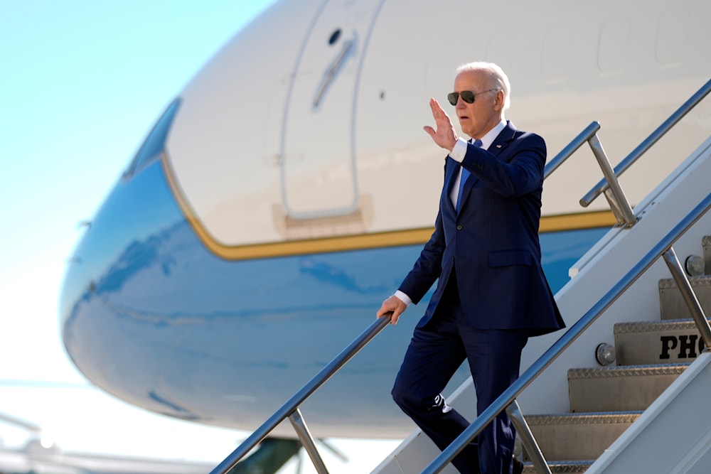 President Joe Biden arrives at John F. Kennedy International Airport in New York, on Wednesday, Feb. 7, 2024, to travel to Manhattan to attend fundraisers.(AP)