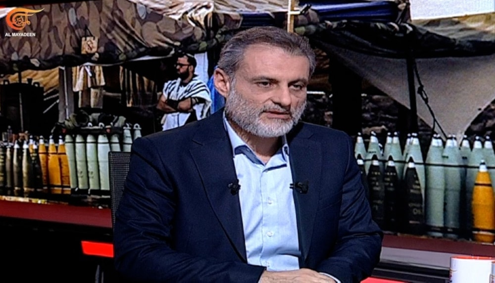 Member of the Political Bureau of the Islamic Jihad Movement in Palestine, Ali Abu Shaheen, during his appearance on Al-Mayadeen TV.