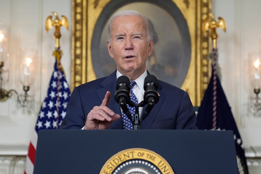 President Joe Biden speaks in the Diplomatic Reception Room of the White House, Thursday, Feb. 8, 2024, in Washington. (AP)