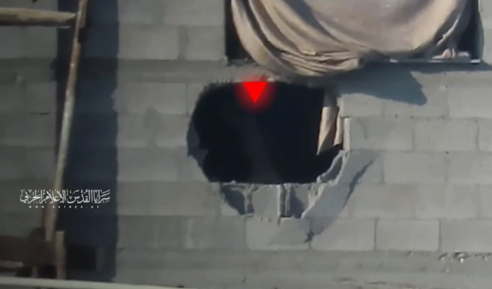 A screengrab from a video shared by al-Quds Brigades showing the operation targeting Israeli occupation forces in the Gaza Strip, occupied Palestine, on February 29, 2024. (Military media)