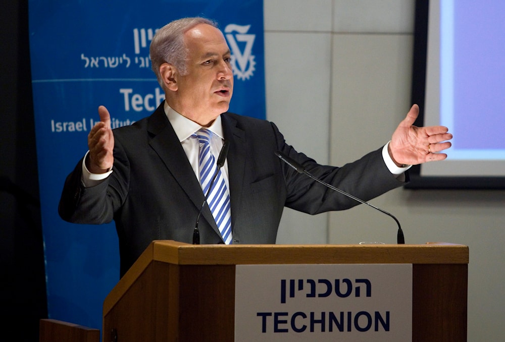 Israeli Prime Minister Benjamin Netanyahu gestures as he speaks to students at the Technion, a technology school in Haifa, occupied Palestine, Thursday, Nov. 18. 2010.(AP)
