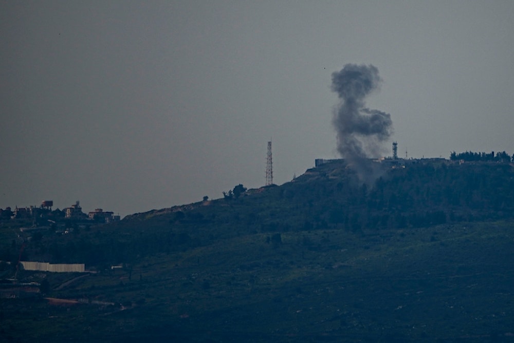 Smoke rises in northern occupied Palestine following a rocket strike from southern Lebanon, Tuesday, Feb. 27, 2024 (AP)