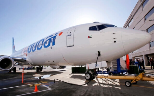 In this Oct. 27, 2010 file photo, a Boeing 737 being delivered to FlyDubai is seen in Seattle (AP)