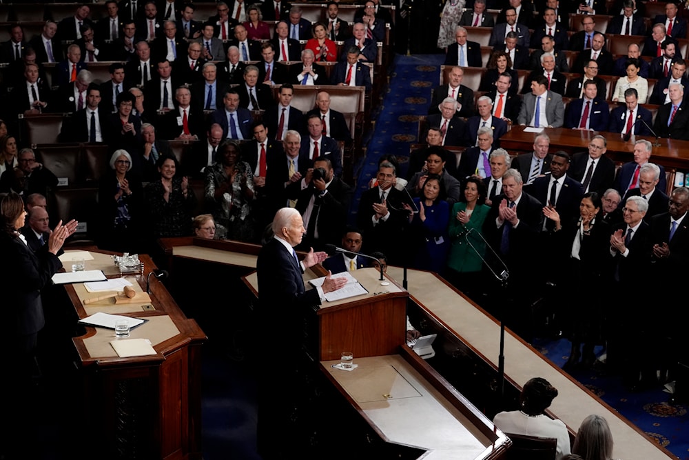 President Joe Biden delivers his State of the Union address to a joint session of Congress, at the Capitol in Washington, Thursday, March 7, 2024. (AP)