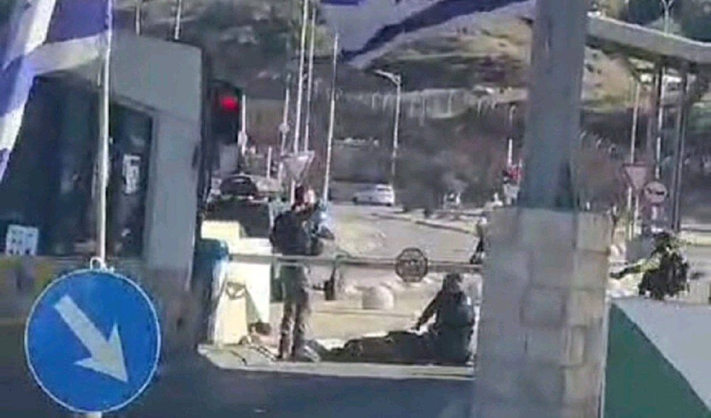 Scene from the stabbing operation conducted in Beit Lahm, occupied West Bank, on March , 2024. (Social media)