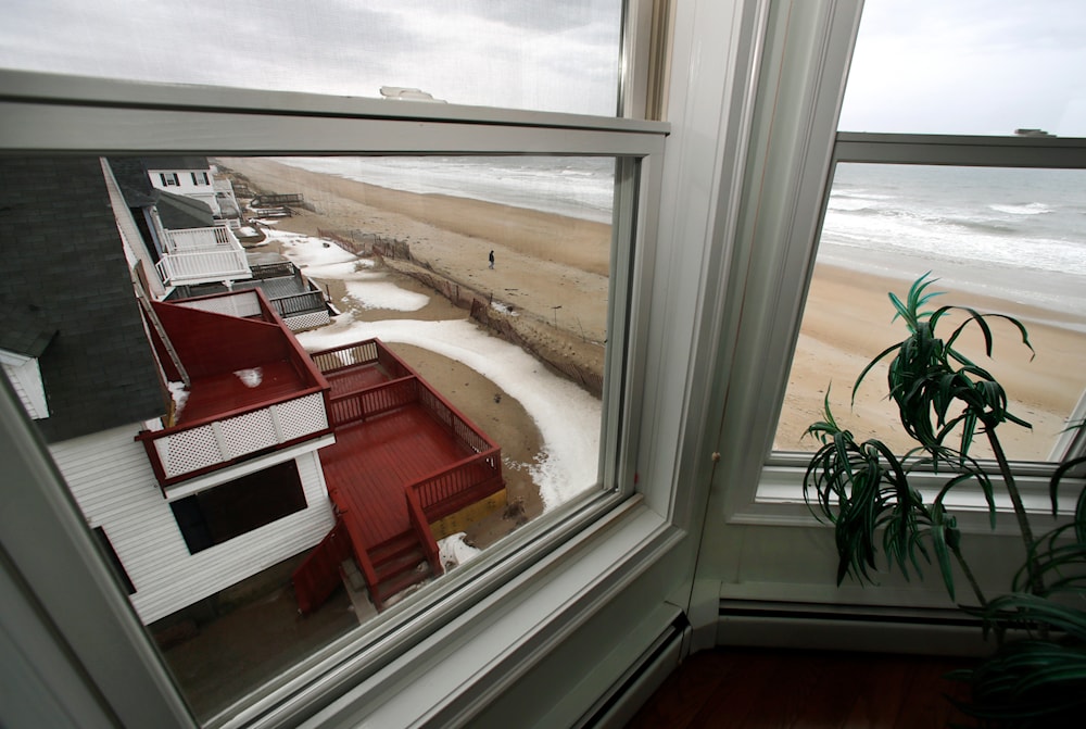 This Feb. 15, 2019 photo shows a view out the window of an oceanfront condo in Salisbury, Massachusetts (AP)