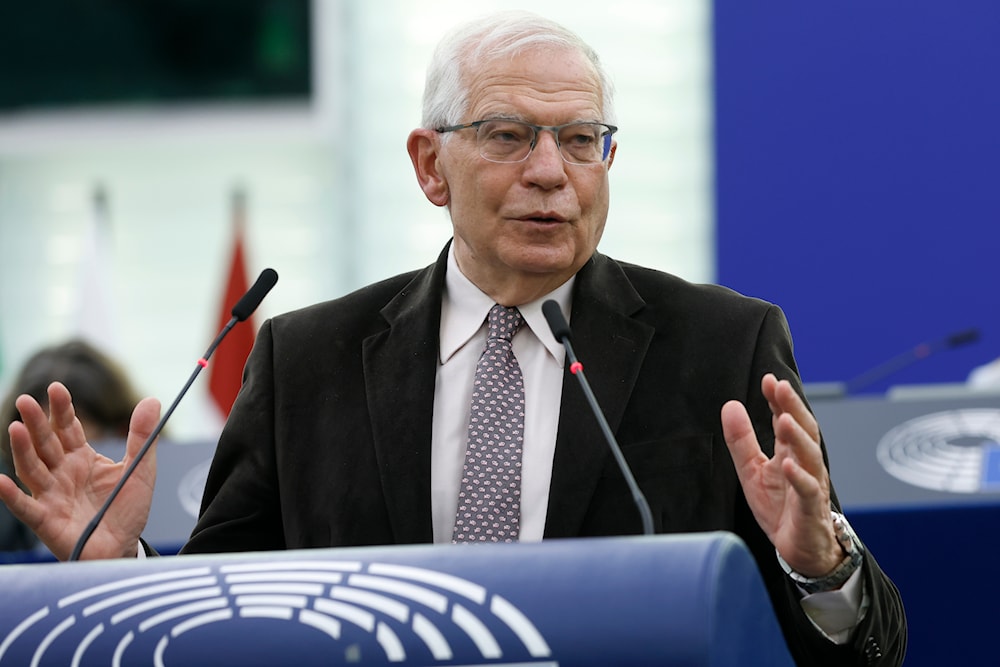 EU's head of foreign policy Josep Borell delivers a speech during a debate on the conclusions of the European Council meeting of March 24-25 ,2022(AP)