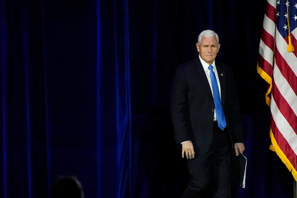 Former Vice President Mike Pence speaks at an annual leadership meeting of the Republican Jewish Coalition, Saturday, Oct. 28, 2023, in Las Vegas. (AP)