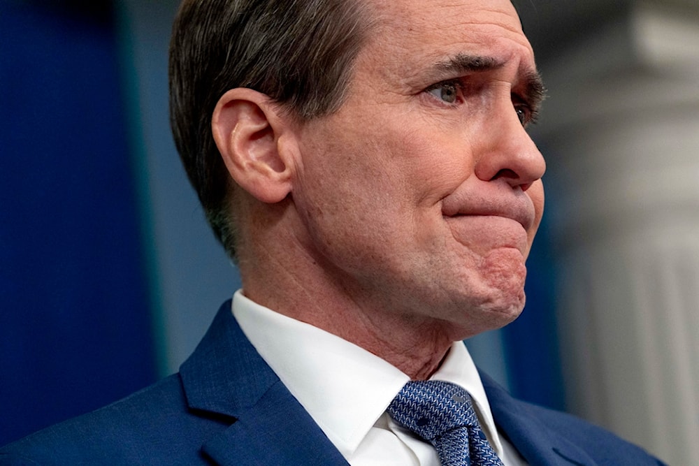 White House national security communications adviser John Kirby takes a question from a reporter during a press briefing at the White House in Washington, Friday, March 1, 2024. (AP)