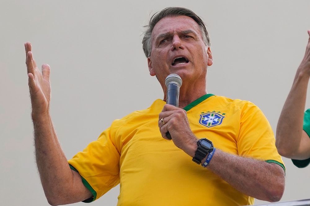 Former President Jair Bolsonaro addresses supporters during a rally in Sao Paulo., Brazil, Sunday, Feb. 25, 2024.(AP)