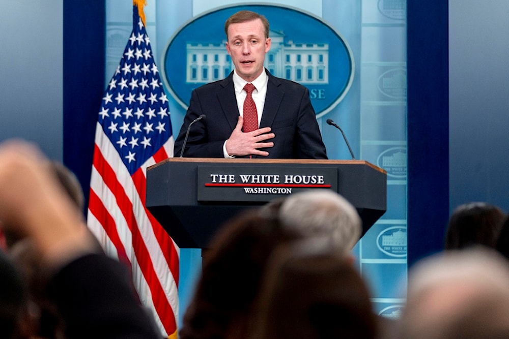White House national security adviser Jake Sullivan speaks at a press briefing at the White House in Washington, Monday, March 18, 2024. (AP Photo/Andrew Harnik)
