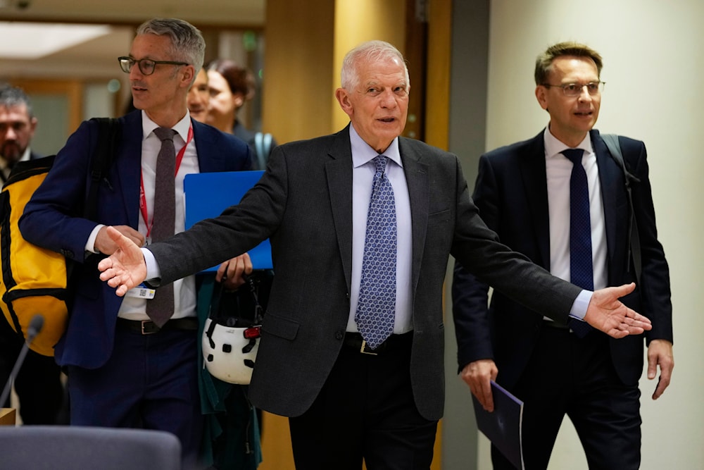 European Union foreign policy chief Josep Borrell arrives for a meeting of EU foreign ministers at the European Council building in Brussels, Monday, March 18, 2024. (AP)