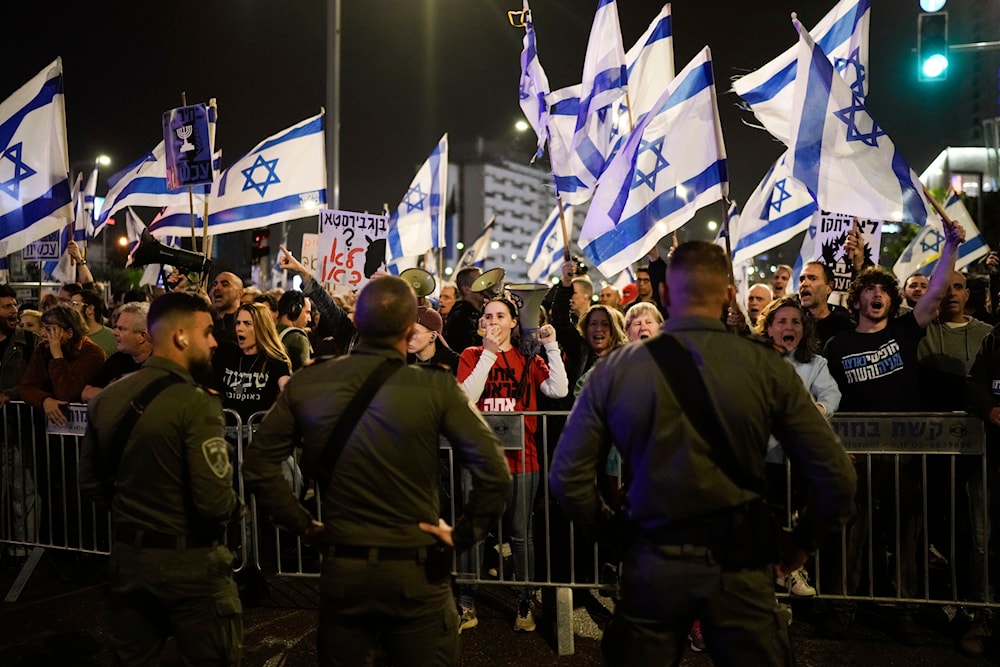 People protest against Israeli Prime Minister Benjamin Netanyahu's government in 'Tel Aviv', 'Israel', Saturday, March 2, 2024. (AP)