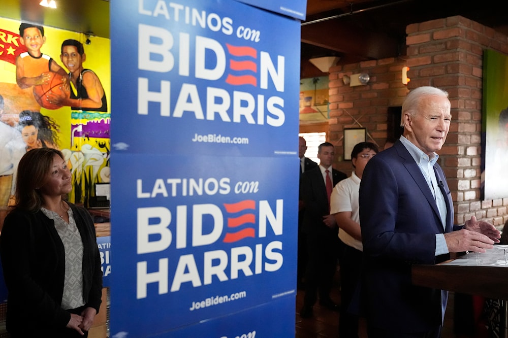 President Joe Biden speaks at a campaign event at El Portal restaurant Tuesday, March 19, 2024, in Phoenix, Arizona  (AP)