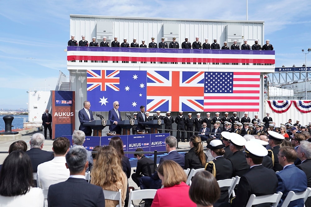 UK Prime Minister, meets with US President Joe Biden and Prime Minister of Australia Anthony Albanese at Point Loma naval base in San Diego, US, Monday, March 13, 2023, as part of AUKUS. (AP)
