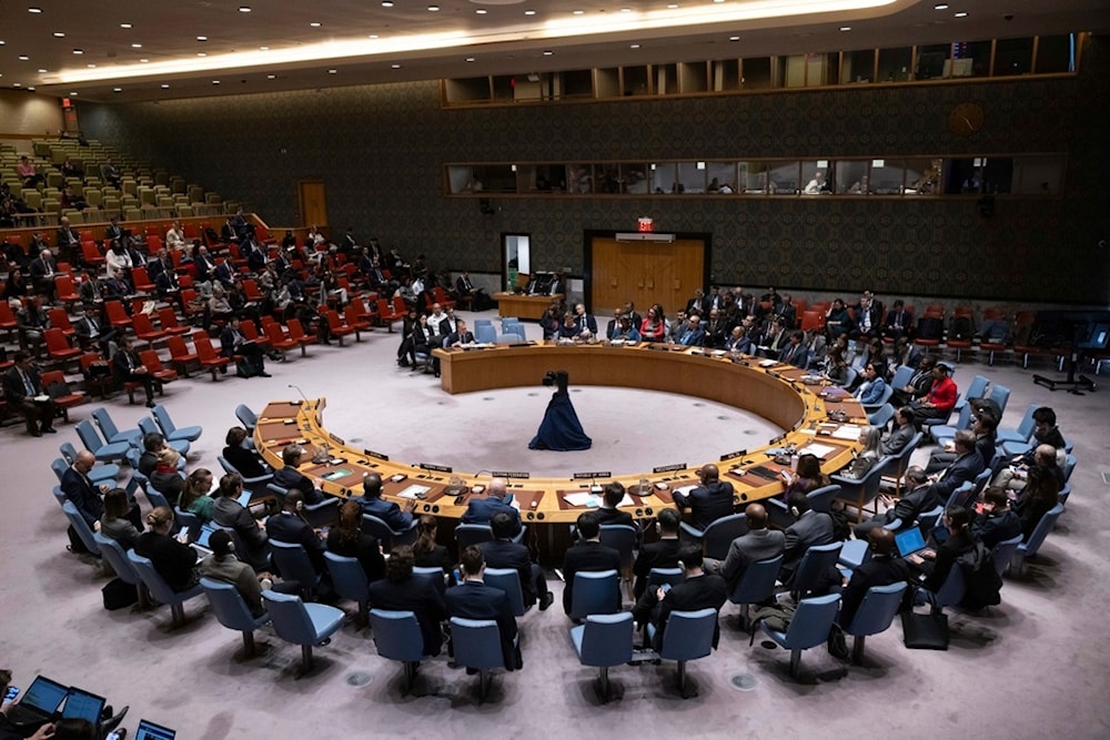 A general view shows a Security Council meeting at United Nations headquarters, Friday, March. 22, 2024. (AP Photo/Yuki Iwamura)