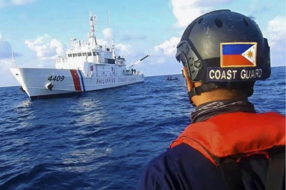 Members of the Philippine Coast Guard patrol in the South China sea on April 14, 2021. (Filipino Coast Guard)