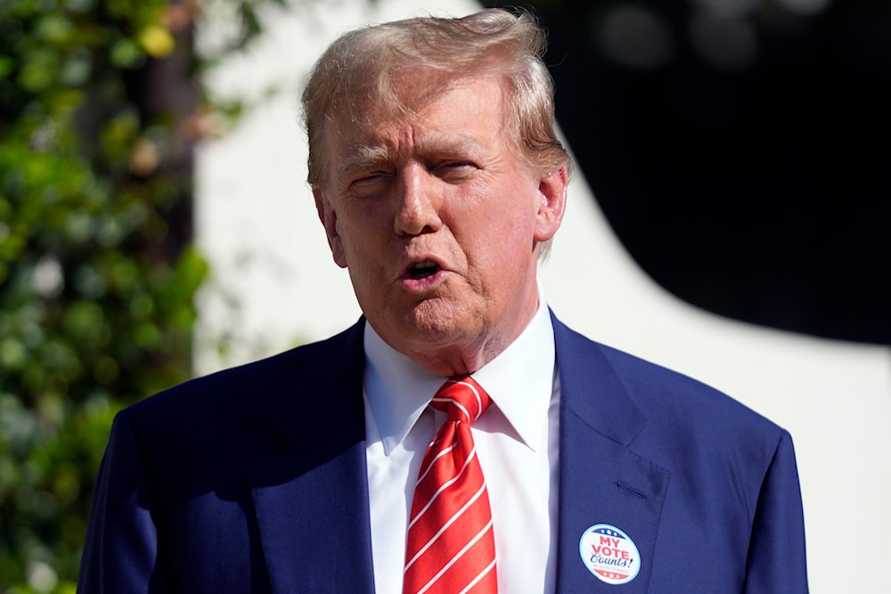 Republican presidential candidate former President Donald Trump speaks after voting in Florida's primary election in Palm Beach, Fla., Tuesday, March 19, 2024.(AP)