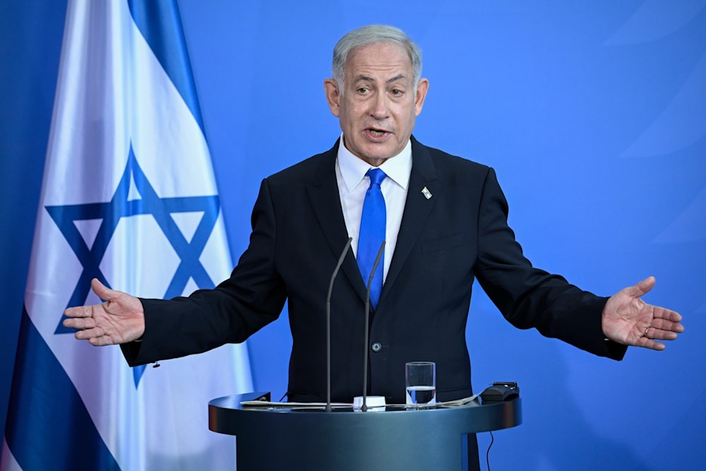 Israeli Prime Minister Benjamin Netanyahu speaks at a press conference in Berlin on March 16, 2023. (AFP)