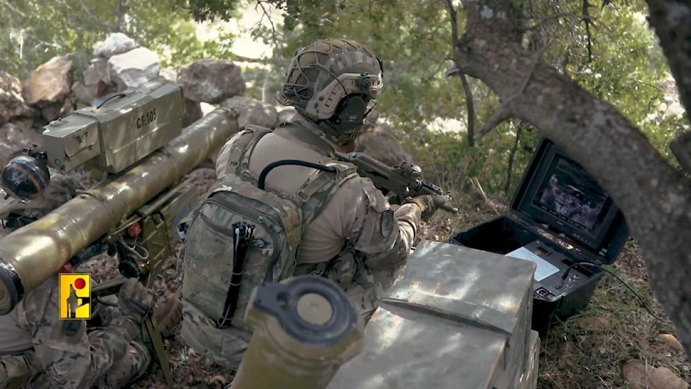 A Hezbollah fighter is seen setting up an anti-tank missile for a cinematic video, promoting the Resistance's military capabilities which was released on February 25, 2024. (Hezbollah Military Media)