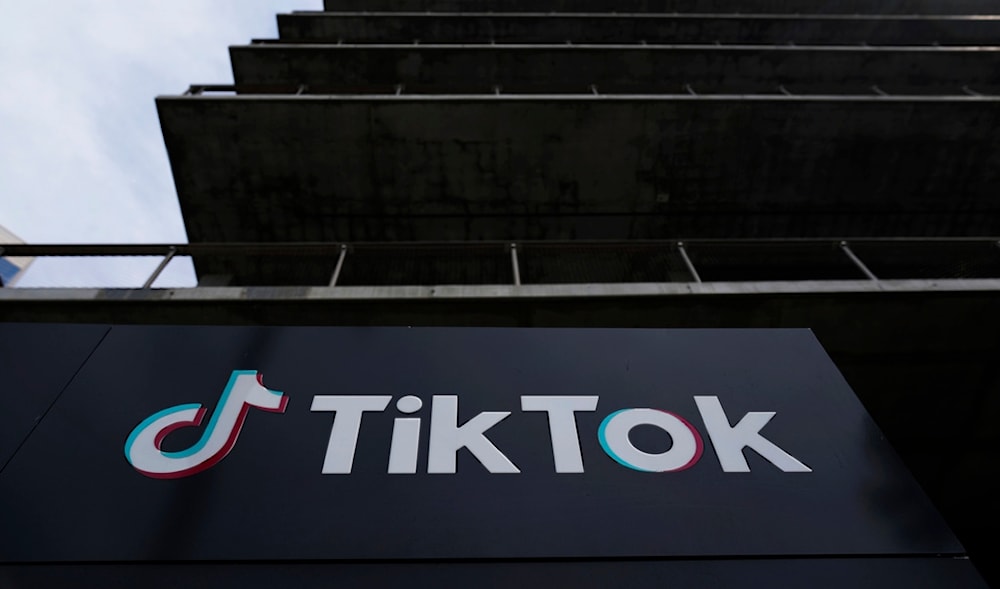 A sign stands at the TikTok Inc. building in Culver City, Calif., on March 17, 2023 (AP)