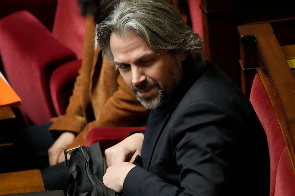 Far-left lawmaker Aymeric Caron at the National Assembly, Monday, Feb. 6, 2023, in Paris (AP)