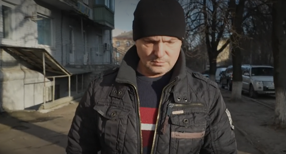 Leonid Zakutenko, seen amid confrontations by BBC reporters. (Screengrab -BBC )