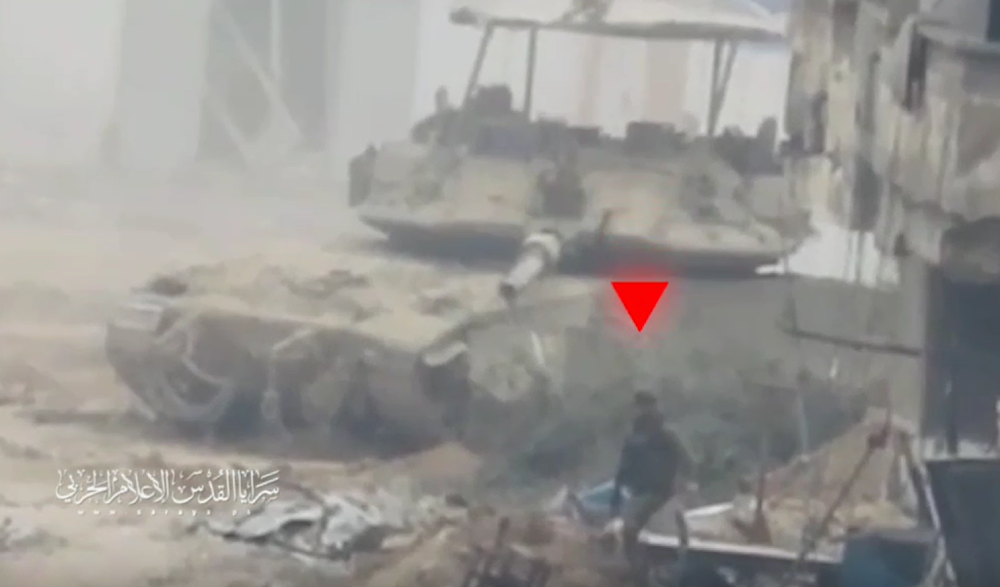 A screengrab from a video shared by al-Quds Brigades showing the operation targeting Israeli occupation forces in the Gaza Strip, occupied Palestine, on March 2, 2024. (Military media)
