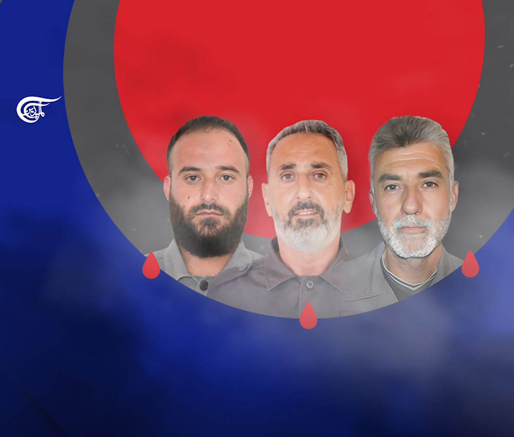 Martyrs Hussein Ibrahim, Ali Sweidan, and Abbas Hojeij killed by the Israeli occupation in Odeisseh, southern Lebanon (Al Mayadeen)