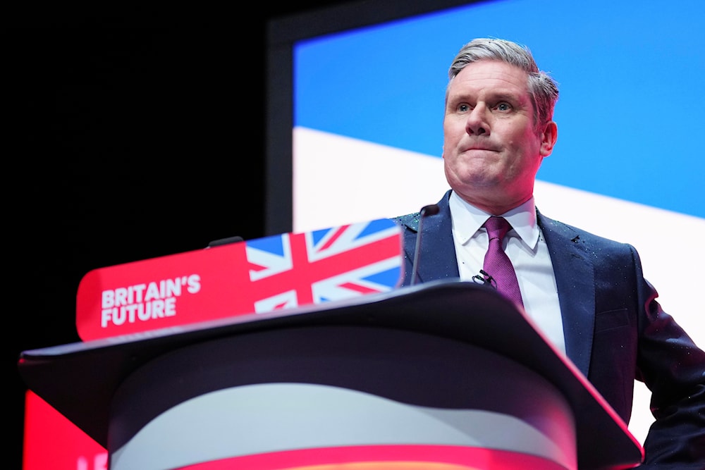 Britain's Labour Party leader Keir Starmer delivers his keynote speech at the Labour Party conference in Liverpool, England, Tuesday, Oct. 10, 2023.(AP)