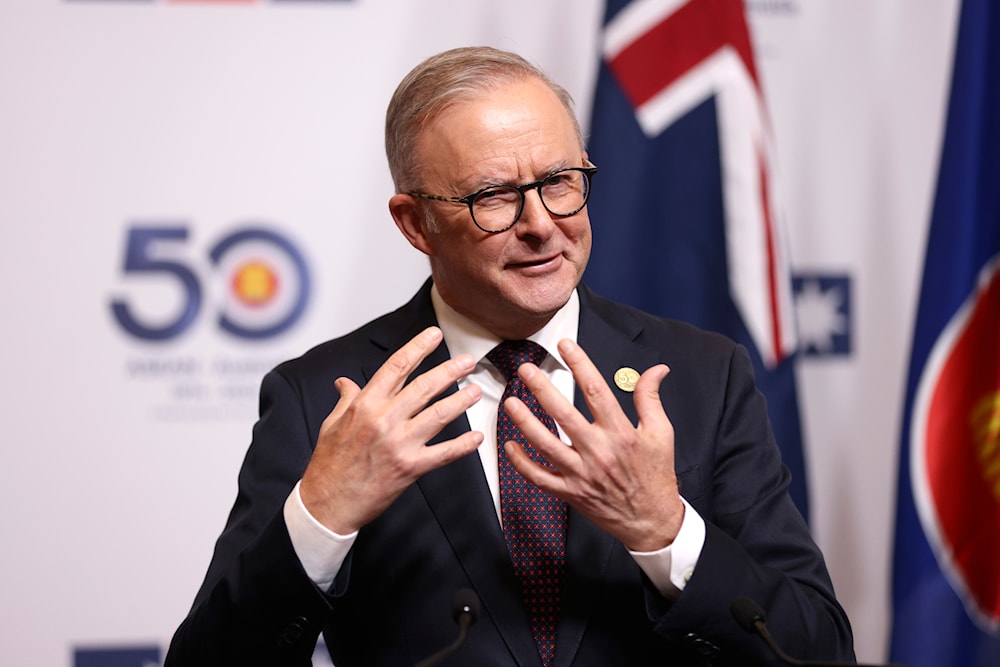 Australian Prime Minister Anthony Albanese gestures during a press conference at the ASEAN-Australia Special Summit in Melbourne, Australia, Tuesday, March 5, 2024. (AP)