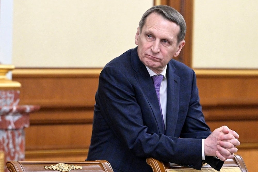 Russian Foreign Intelligence Service chief Sergei Naryshkin waits before a meeting of the Government Coordination Council in Moscow, Russia, Monday, Feb. 19, 2024 (AP)