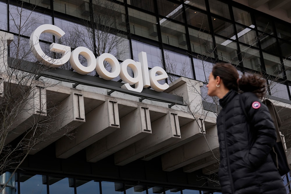 People walk past the recently opened Google building in New York, Monday, Feb. 26, 2024. (AP)